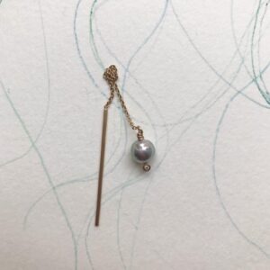 CHIME & BELL - Solar Lunar Eclipse - 14K Gold Earring w. Akoya Pearl & Diamond