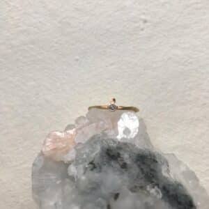 SUN & MOON 14K Gold Ring w. Diamond