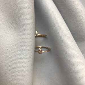 SUN & MOON 14K Gold Ring w. Diamond