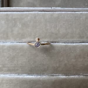 SUN & MOON 14K Gold Ring w. Sapphire
