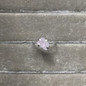 GLOW Silver Ring w. Rough Rose Quartz
